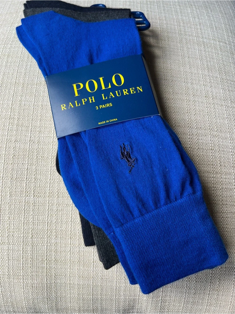 🆕 Polo Ralph Lauren 3 Dress Crew Socks Royal Blue Gray Charcoal Navy NEW 6 12.5
